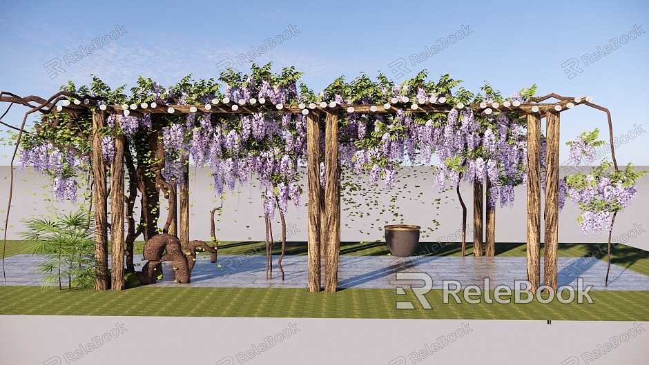 New Chinese Style Corridor Frame Wisteria Corridor Frame Garden Vine Flower Frame Climbing Plant Flower Frame Garden Landscape Wooden Frame model