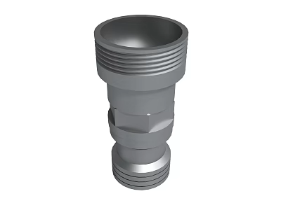 Industrial Metal Threaded Fitting Cylindrical Mechanical Component with Smooth Surface and Connection Ends 3d model