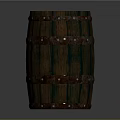Rustic Wooden Barrel With Metal Hoops And Natural Wood Grain Texture