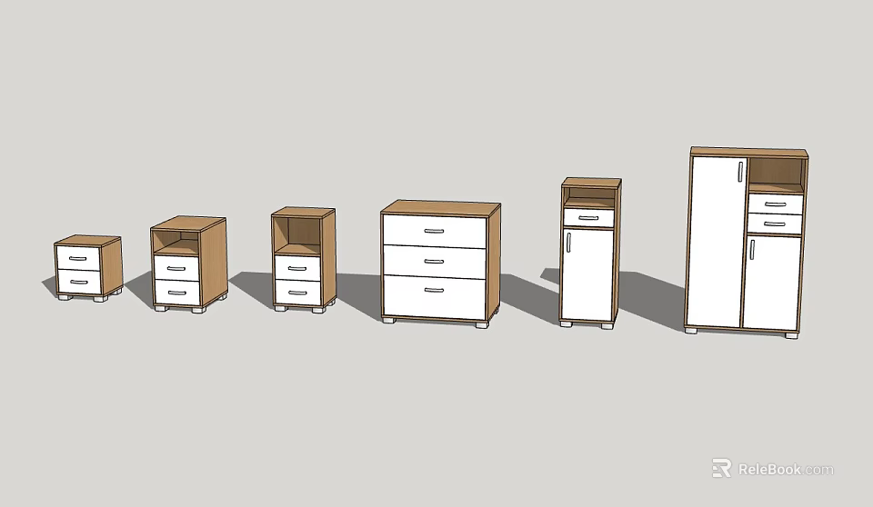 Bedside Tables with Various Designs Different Drawer Counts and Multiple Styles 3d model 
