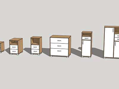 Bedside Tables with Various Designs Different Drawer Counts and Multiple Styles 3d model