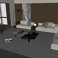 Italian sofa and coffee table combination 3d model
