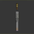 Silver Metal Weapon Barrel With Shiny Surface And Gold Tip Design 3d model