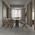 Modern Open Concept Living and Dining Area With Gray Sofa Wooden Coffee Table Fireplace TV