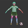 Soccer Player Wearing Argentina Striped Jersey with Captain Armband and Soccer Ball