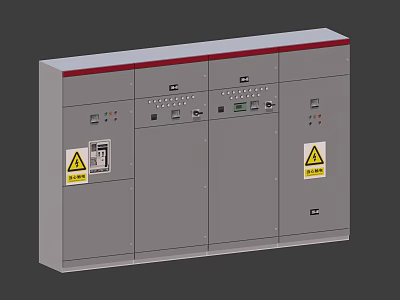 Industrial Control Cabinet With Multiple Doors Control Panels Buttons And Warning Signs 3d model