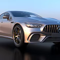 Mercedes AMG Silver Four Door Coupe With Sleek Design Sporty Exterior And Alloy Wheels
