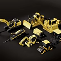 Variety Of Yellow Functional Construction Vehicles 3d model
