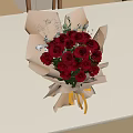 Beautiful Red Roses Bouquet Wrapped In Brown Paper With Yellow Ribbon