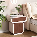 Modern Bedroom Interior Design With Wooden White Bedside Table Book Vase And Palm Plant Decor