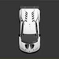 Sleek White Aerodynamic Race Car With Black Accents And Large Rear Spoiler