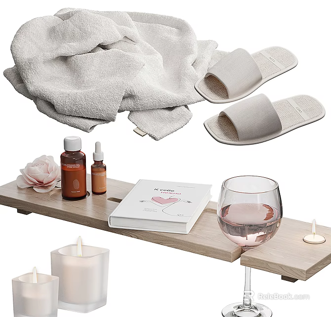 Premium Soft Towels And Bath Products With Comfortable Slippers For Daily Home Use 3d model 