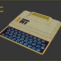 Vintage Computer with White Body Blue Keyboard and TI Logo Classic Design