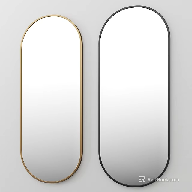 Oval Wall Mirrors With Gold And Black Frames Modern Home Decor 3d model 