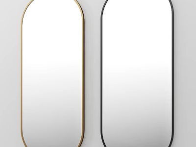 Oval Wall Mirrors With Gold And Black Frames Modern Home Decor 3d model