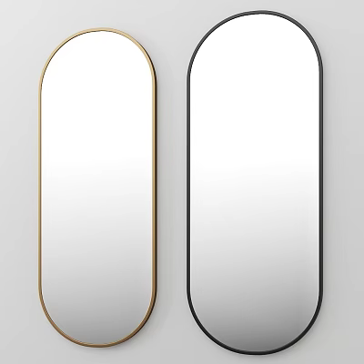 Oval Wall Mirrors With Gold And Black Frames Modern Home Decor 3d model