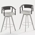 Modern Bar Stools With Black Armrests Mesh Seats And Metal Frames 3d model