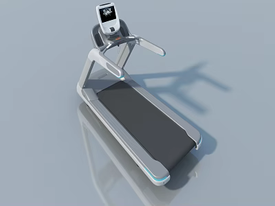 Modern Treadmill With Digital Display And Sleek Gray White Design For Home Use 3d model