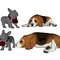 Various Dog Statues Featuring French Bulldog And Beagle In Different Poses