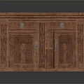Antique Wooden Cabinet With Ornate Carved Details Drawer And Open Door