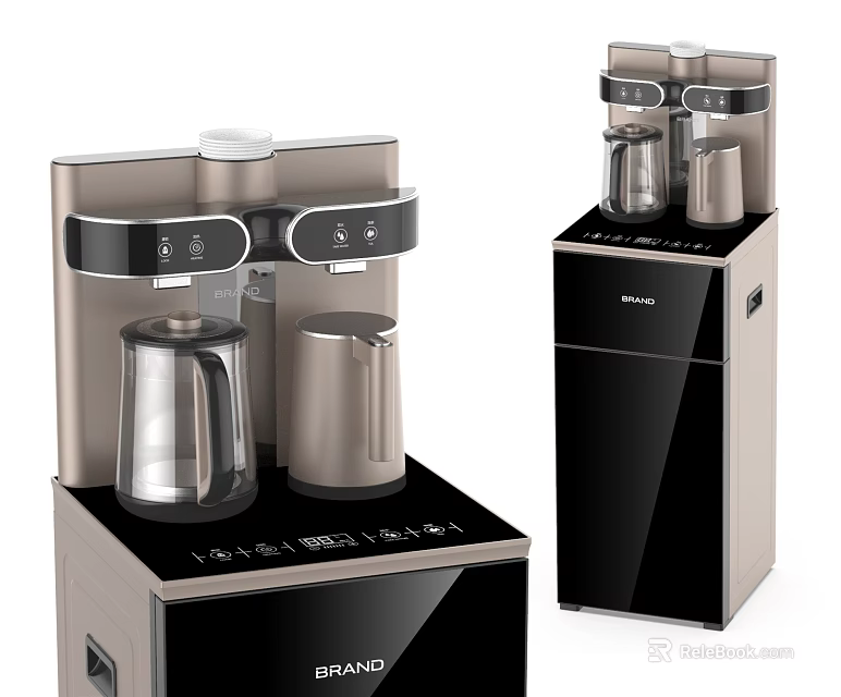 Household Appliances With Transparent Kettle Control Panel And Vertical Black Silver Design 3d model 
