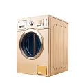 Modern Front Loading Washing Machine Featuring Golden Design Digital Display And Round Door