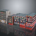 Detailed Architectural Models Of Multi Story Buildings With Colorful Facades And Windows