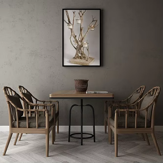 Chinese Dining Table and Chair 3d model