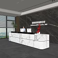 Modern Reception Desk With Marble Countertop And Elegant Background Wall For Receptionist