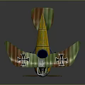 Vintage Biplane Model With Green Yellow Brown Camouflage Paint And Black Crosses On Wings
