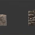 Ancient Stone Wall Fragments With Rough Texture And Broken Sections 3d model