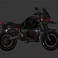 Modern Adventure Motorcycle With Red Lights And Rugged Black Body Design