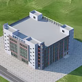 Modern Industrial Factory Building Featuring Multi Storey Design Large Windows Flat Roof And Green Surroundings