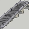 Traditional Chinese Stone Arch Bridge with Stone Steps Railings and Decorative Pillars