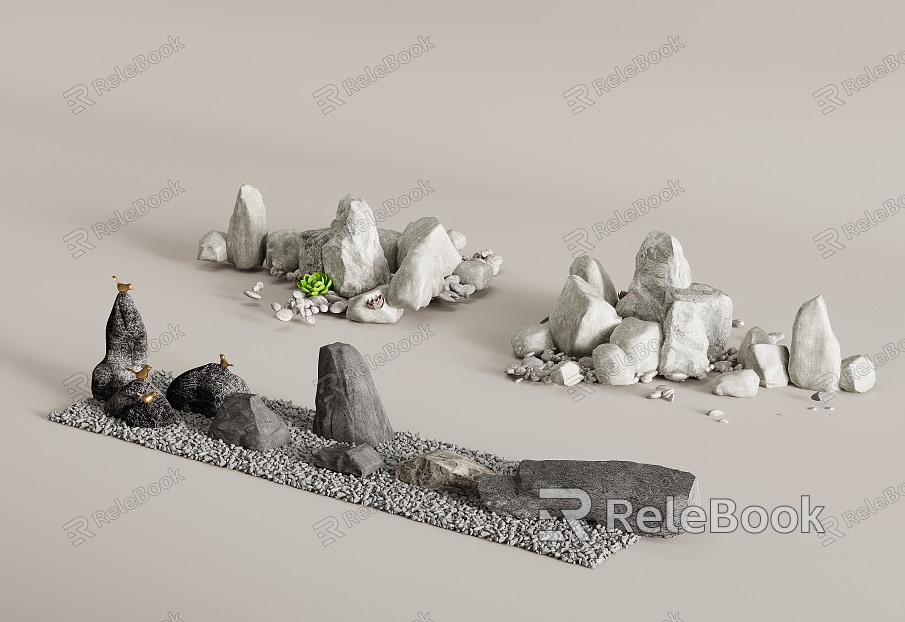 Stone rockery landscaping model