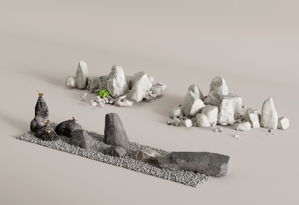 Stone rockery landscaping 3d model