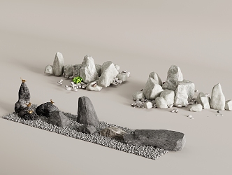 Stone rockery landscaping 3d model