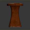 Unique Red Stool With Round Top And Cracked Texture Design