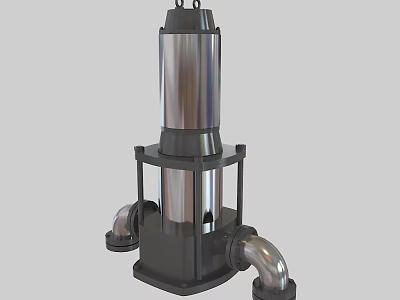 Heavy Duty Industrial Pump With Vertical Metal Design Cylindrical Body And Pipe Connections 3d model
