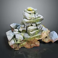 Natural Wood and Stone Decorative Stacked Structure with Wooden Base and Stones