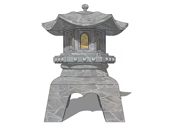 Chinese lawn lamp gabion lamp 3d model