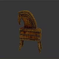 Wooden Horse Shaped Stool With Carved Patterns As Household Decorative Item