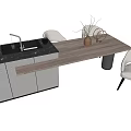 Modern Dining Table Set With Matching Chairs And Marble Countertop Interior 3d model