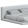 Modern Bed Design With Upholstered Headboard And White Linen Bedding 3d model
