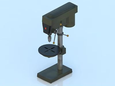 Professional Green Vertical Industrial Drill Press With Cross Slot Worktable And Red Button 3d model