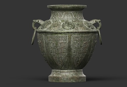 Ancient Bronze Utensils Ornaments Copper Jar 3d model