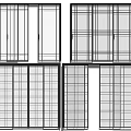 Sliding Door Collection Featuring Various Grid Patterns And Frame Designs 3d model