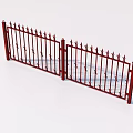 Red Metal Decorative Gate With Spiked Tops And Ornate Patterns For Entry 3d model
