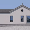 Detached Villa Exterior With Dark Roof Light Walls Multiple Windows And Tiled Courtyard