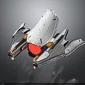 Futuristic Spacecraft With White Silver Body And Red Engine Components For Space Exploration
